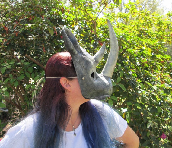 statisch Paar suspensie Neushoorn masker kostuum masker Dier masker Rhinoceros - Etsy Nederland