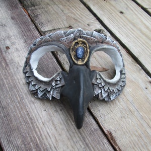 bird mask, Masquerade mask, costume mask, fantasy, guardian, creature mask, bird mask, white and grey, halloween