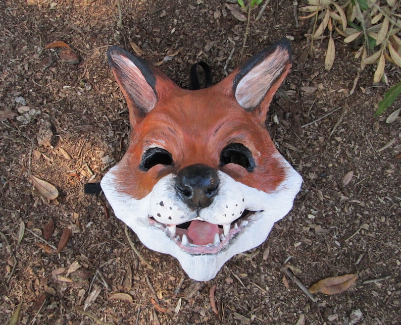 Fox mask, cute fox, whimsical, costume mask, masquerade mask, hand painted,laughing fox mask, handmade, image 8