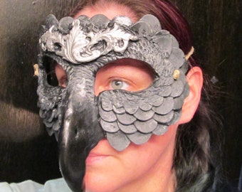 Fantasy grey Gull bird Masquerade Mask: Birdman, Ren Faire costume