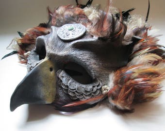 Gryphon mask, Masquerade ball, griffon mask, larp, ren faire mask, costume, gryffin, Halloween, feathered mask, labyrinth mask, gryfindor