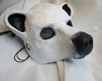 Hand Painted Polar Bear Mask: Resin Wildlife Costume