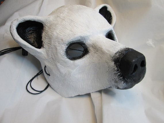 Hand Painted Polar Bear Mask: Resin Wildlife Costume