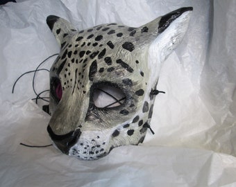 Snow Leopard, mask, Animal costume mask, Neko, animal spirit, lightweight mask, adult masquerade, wildcat, winter