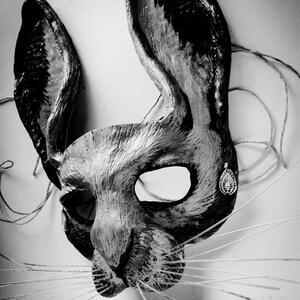 Handmade Rabbit Mask, Jackalope Costume, Adult Masquerade image 16