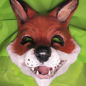 Fox mask, cute fox, whimsical, costume mask, masquerade mask, hand painted,laughing fox mask, handmade, image 7