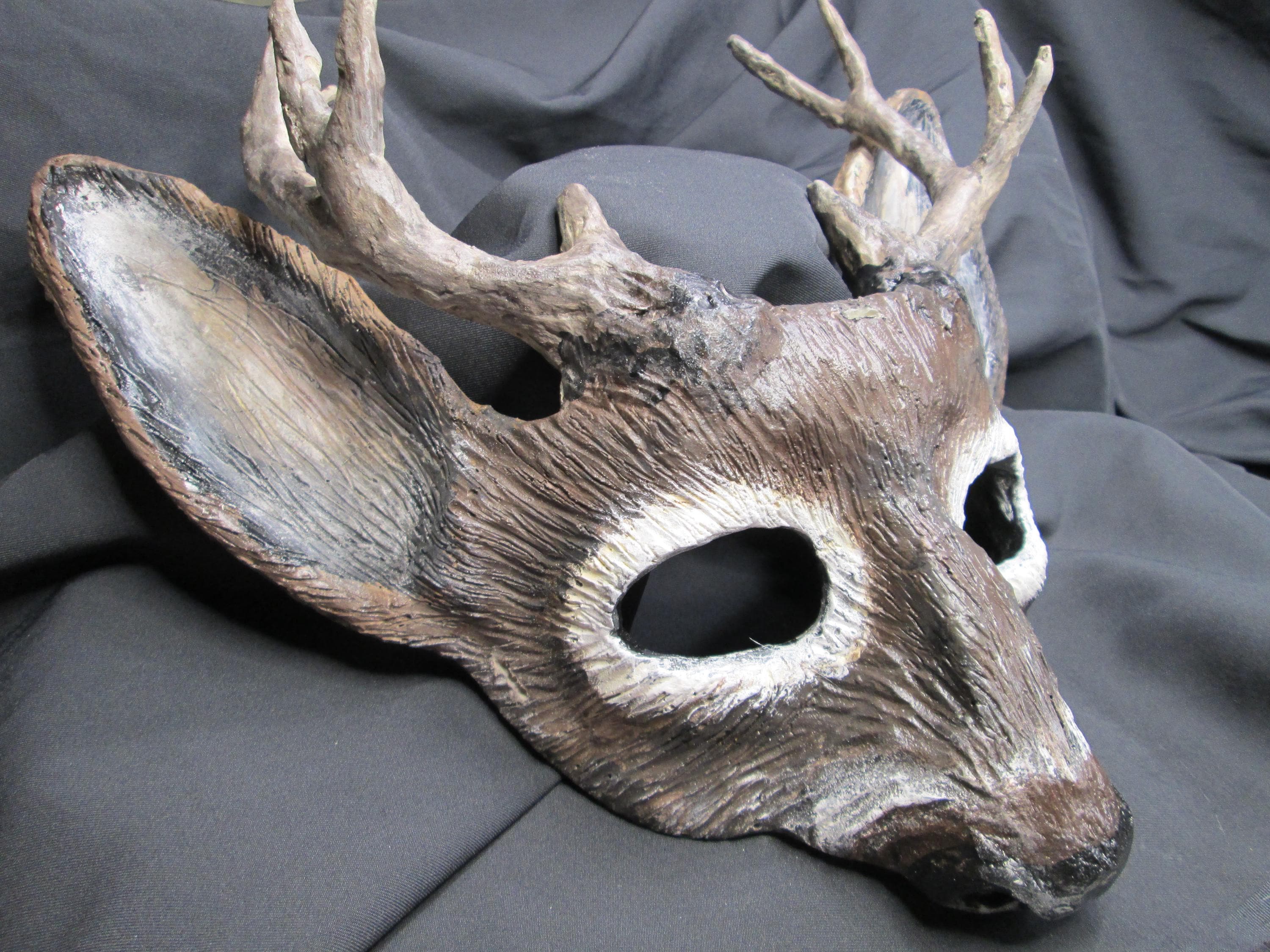 Deer Mask Reference Handmade Deer Mask: Hand-painted Doe or Stag Antlers, Masquerade ...