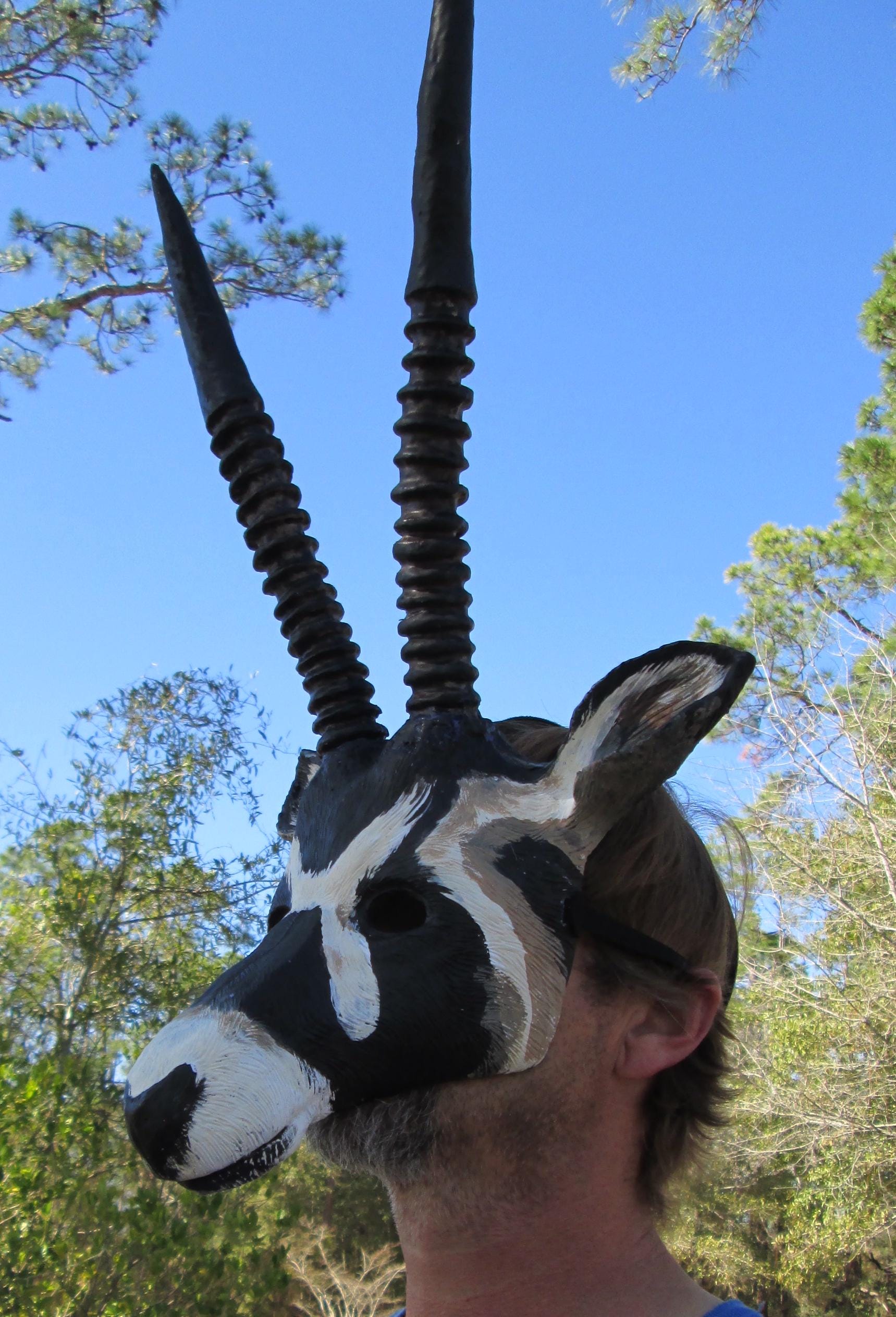 Handmade Gemsbok Costume Mask: Faux Antlers, Wildlife Art - Etsy Israel, image size:1719x2527