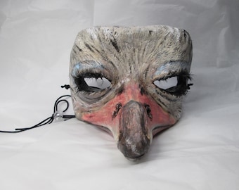 Handmade Ostrich Masquerade Mask: Resin Bird Costume