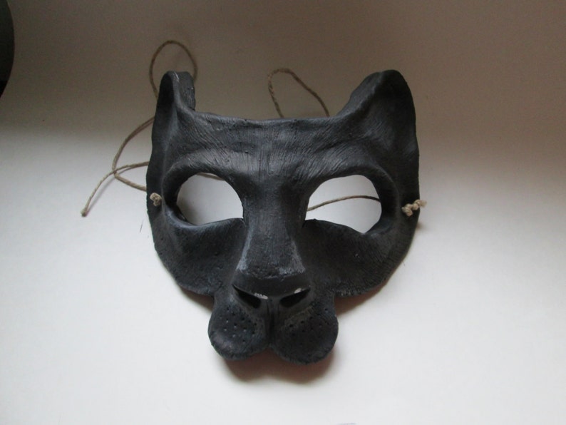 Black Panther costume mask, Neko, masked ball, adult mask, animal mask, masquerade mask, spirit mask, big cat image 7