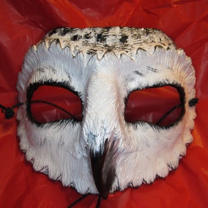 Hand Painted Barn Owl Mask - handmade Masquerade Costume image 6