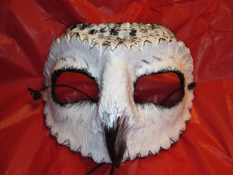 Hand Painted Barn Owl Mask - handmade Masquerade Costume image 6