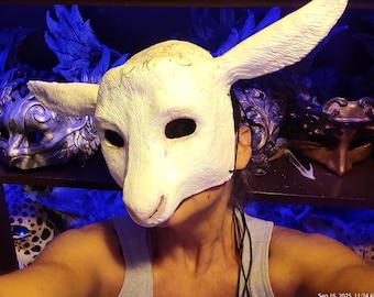Handmade and hand painted costume Sheep Mask: barnyard Masquerade Mask