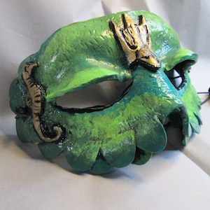 Merman, creature mask, sea, green, masquerade mask, costume mask, green, fantasy, guardian, neptune