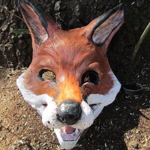 Fox mask, cute fox, whimsical, costume mask, masquerade mask, hand painted,laughing fox mask, handmade, image 6