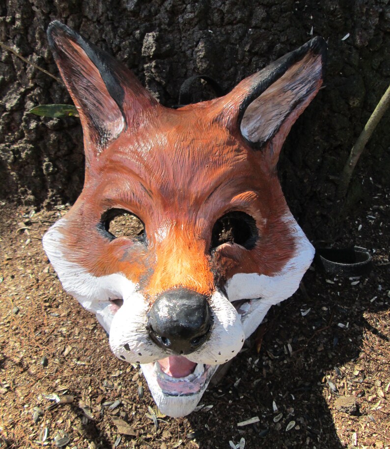 Fox mask, cute fox, whimsical, costume mask, masquerade mask, hand painted,laughing fox mask, handmade, image 6