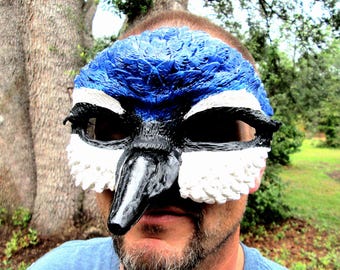 Bluejay Bird Mask: handmade Masquerade Costume Mask