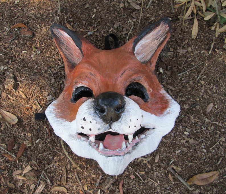 Fox mask, cute fox, whimsical, costume mask, masquerade mask, hand painted,laughing fox mask, handmade, image 5