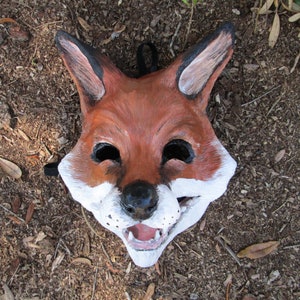 Fox mask, cute fox, whimsical, costume mask, masquerade mask, hand painted,laughing fox mask, handmade, image 3