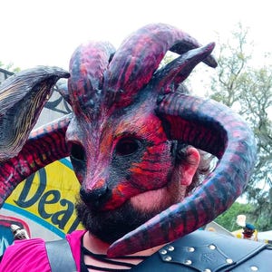 Goat mask, wicked, masquerade mask, fantasy wildlife art, Capricorn, Zodiac, animal mask, dark, fairytale mask, creepy