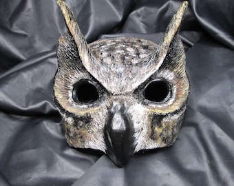 Handmade Resin Horned Owl Mask: Masquerade Costume, Fantasy Bird of Prey