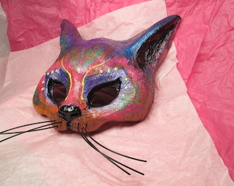 Handmade Resin Cat Mask, Rave Costume