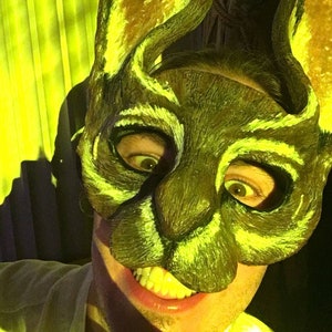 Handmade Rabbit Mask, Jackalope Costume, Adult Masquerade image 3