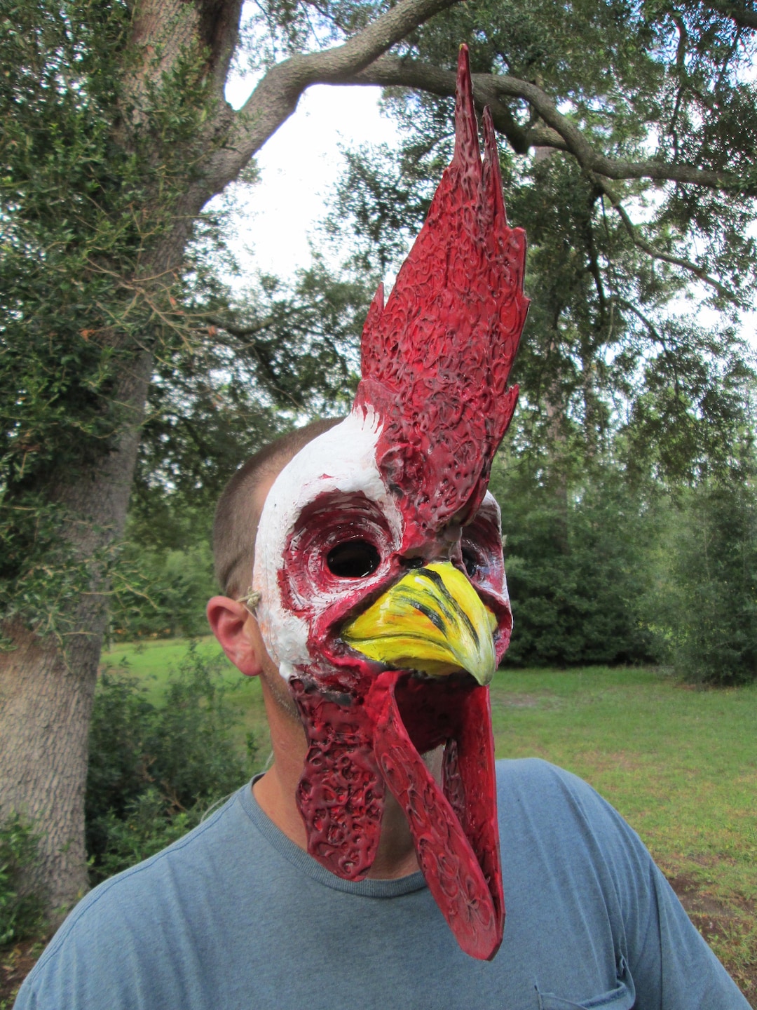 Rooster Ritual Mask Handmade Chicken Mask: Hand-painted Rooster Costume Mask - Etsy Canada
