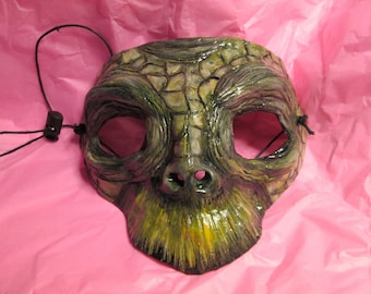 Green Sea Turtle Masquerade Mask: Hand-Painted wearable art Costume