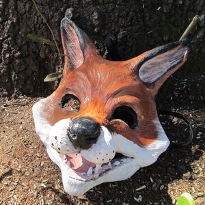 Fox mask, cute fox, whimsical, costume mask, masquerade mask, hand painted,laughing fox mask, handmade, image 9