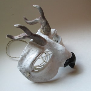 White Stag Antler Mask: Resin Masquerade Costume