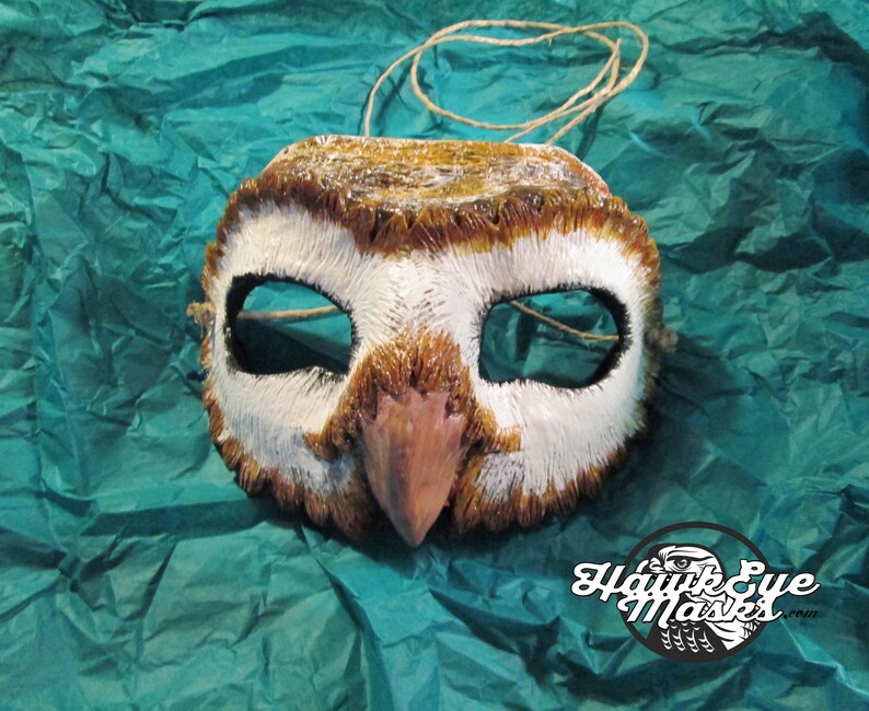 Hand Painted Barn Owl Mask - handmade Masquerade Costume image 18