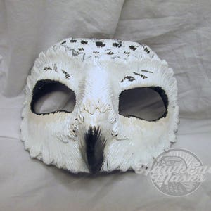 Hand Painted Barn Owl Mask - handmade Masquerade Costume image 20