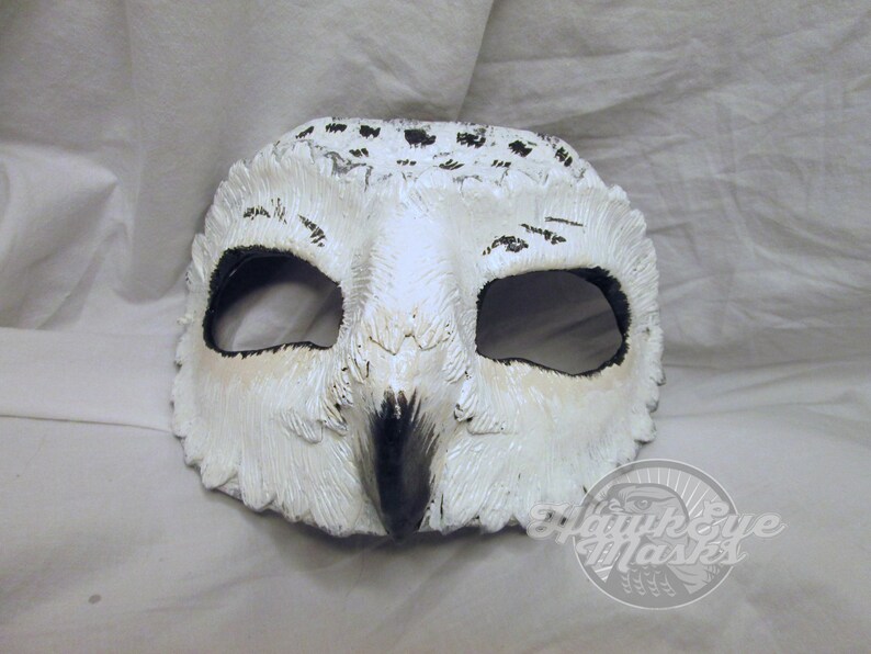 Hand Painted Barn Owl Mask - handmade Masquerade Costume image 20
