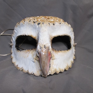 Barn Owl mask, masquerade mask, costume mask, fantasy, forest creature, owl mask, snowy owl,