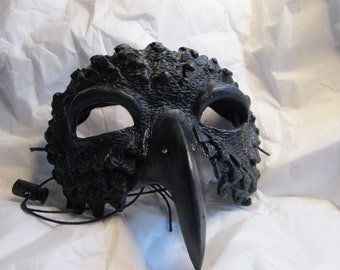 Raven, masquerade mask, costume mask, fantasy, bird mask, guardian, creature mask, blue black, crow, black bird,
