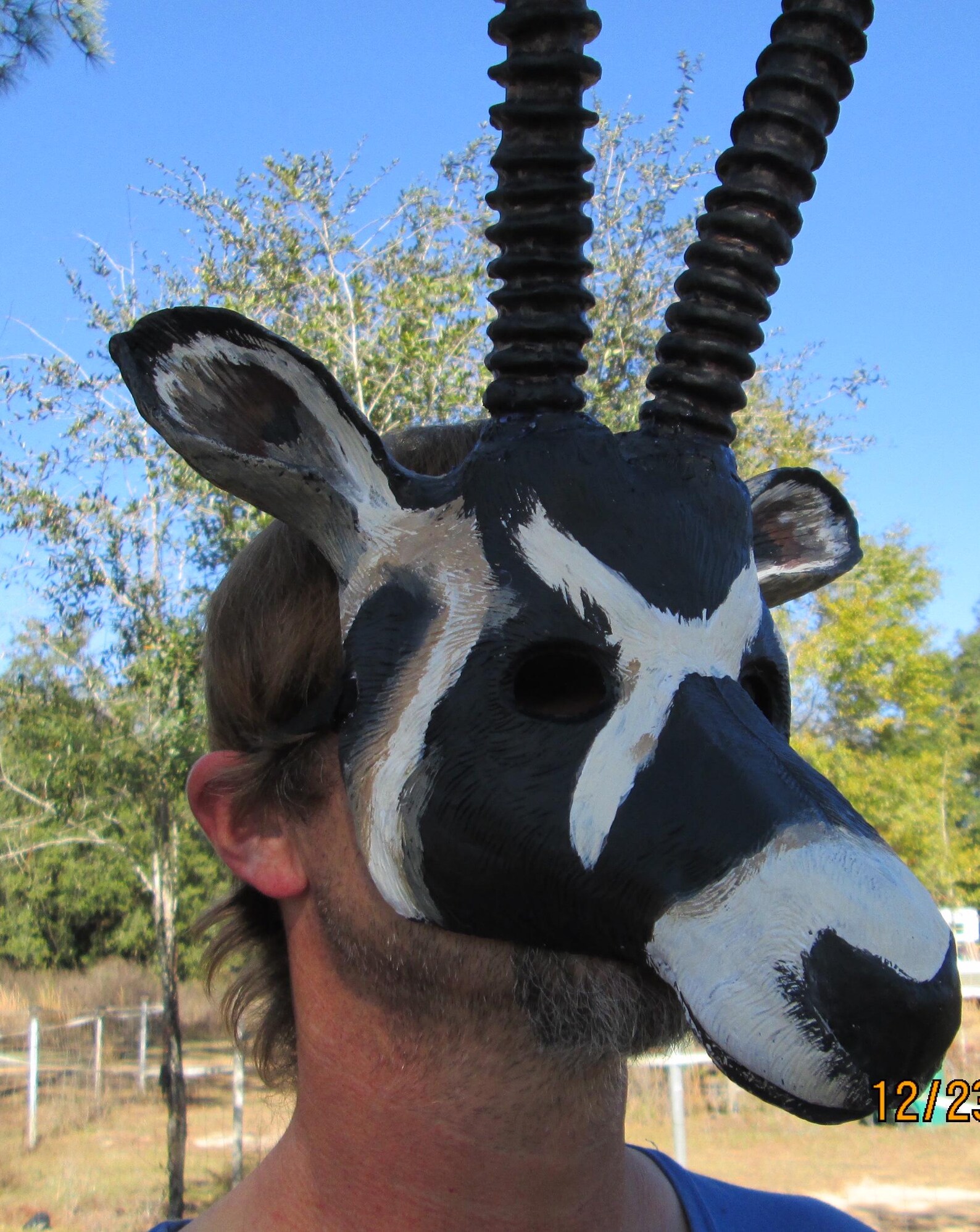 Handmade Gemsbok Costume Mask: Faux Antlers, Wildlife Art - Etsy