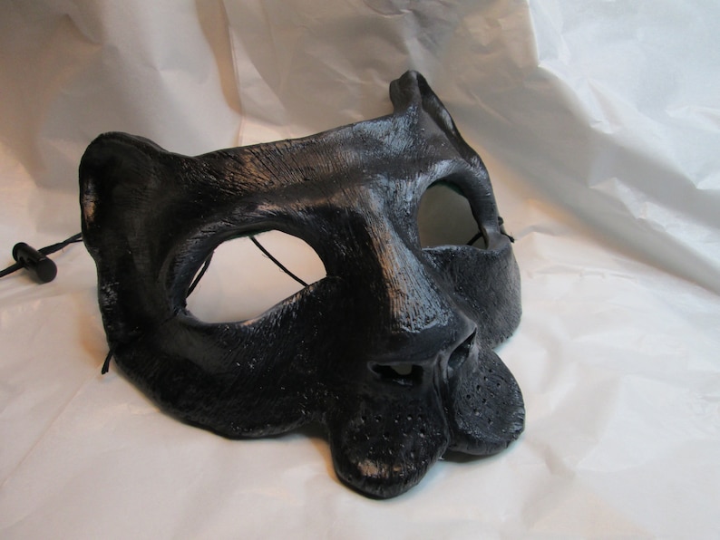 Black Panther costume mask, Neko, masked ball, adult mask, animal mask, masquerade mask, spirit mask, big cat image 4