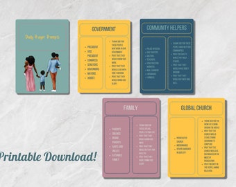 Daily Prayer Prompt Cards- Discipleship Printable- Homeschool Printable- Christian Learning Resource- Praying Scripture- Family Devotions