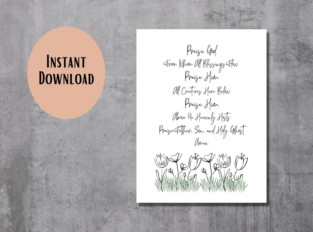 Doxology Printable- Praise God From Whom All Blessings Flow- Wall Art ...