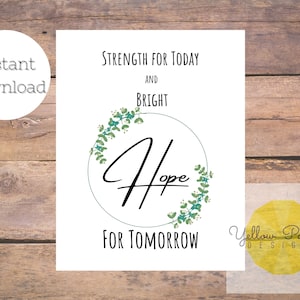 Hymn Lyric Printable - Great is Thy Faithfulness- Strength for Today- Home Décor - Christian Art - Instant Download Art-