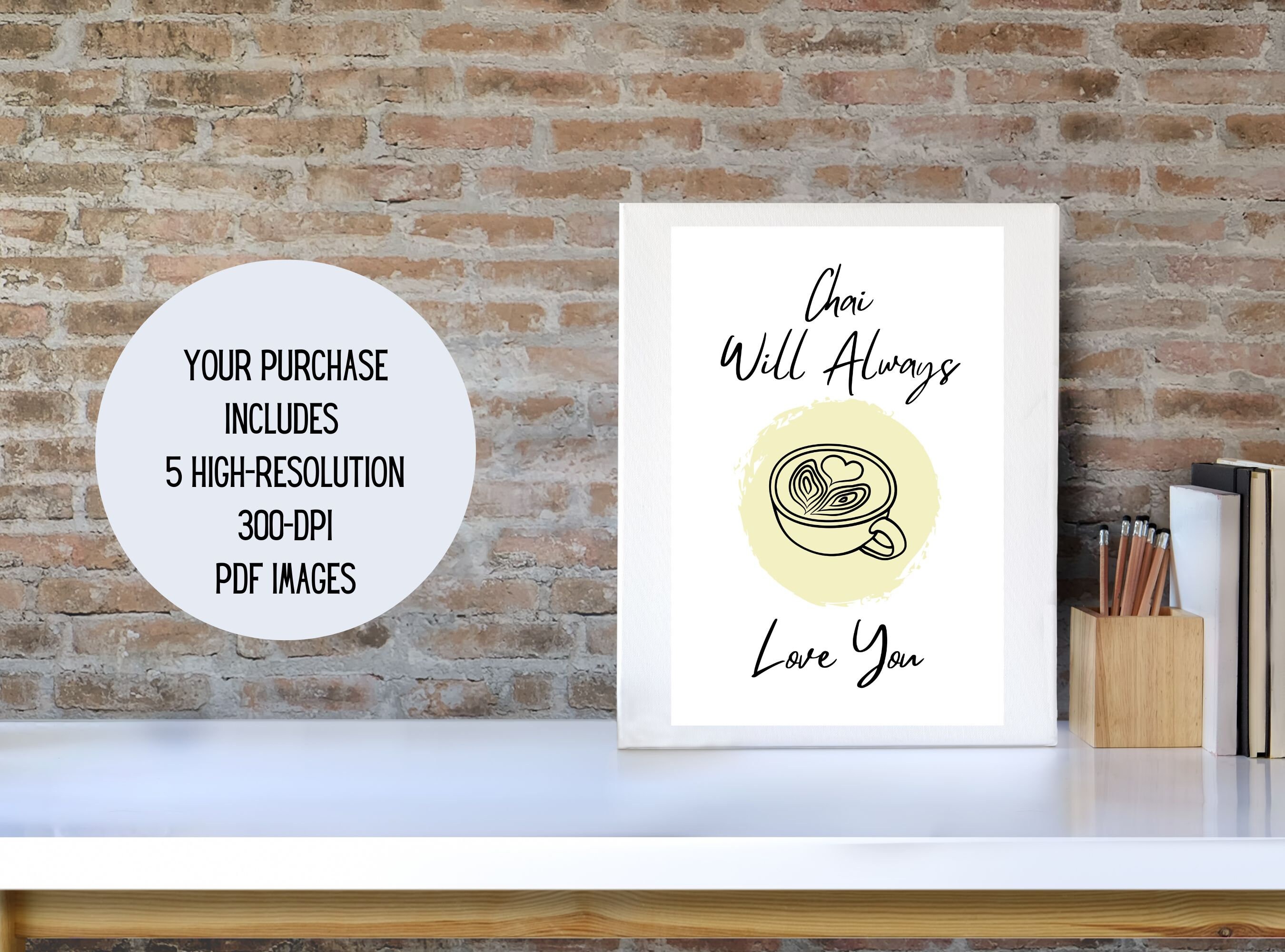 Coffee Pun Printable Art Set I Love You A Latte Chai Will Always Love ...