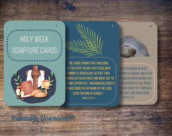 Holy Week Scripture Learning Cards - Easter Printable- Lent Scripture- Homeschool Cards - Christian Discipleship- Resurrection Sunday Cards