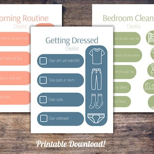 Visual Checklist Bundle- Kids Cleaning List- Preschool Check List- Getting Dressed List- Morning Routine Checklist- Cleanup Visual List