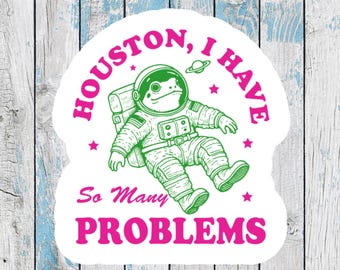 Astronaut Frog Sticker: Funny Sarcastic Decal