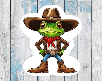 Cowboy Frog Sticker: Funny Western Toad Decal