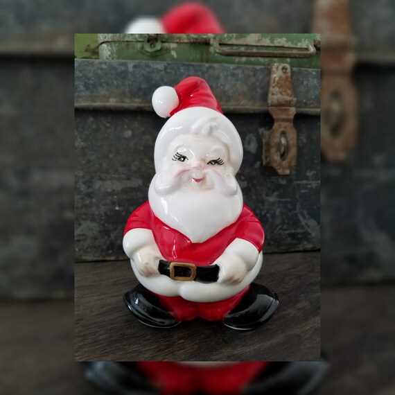 Vintage Santa Napkin Holder Lefton Like Christmas Dinnerware Accessory Decor Christmas Card Holder Letter Holder Ornament Accent