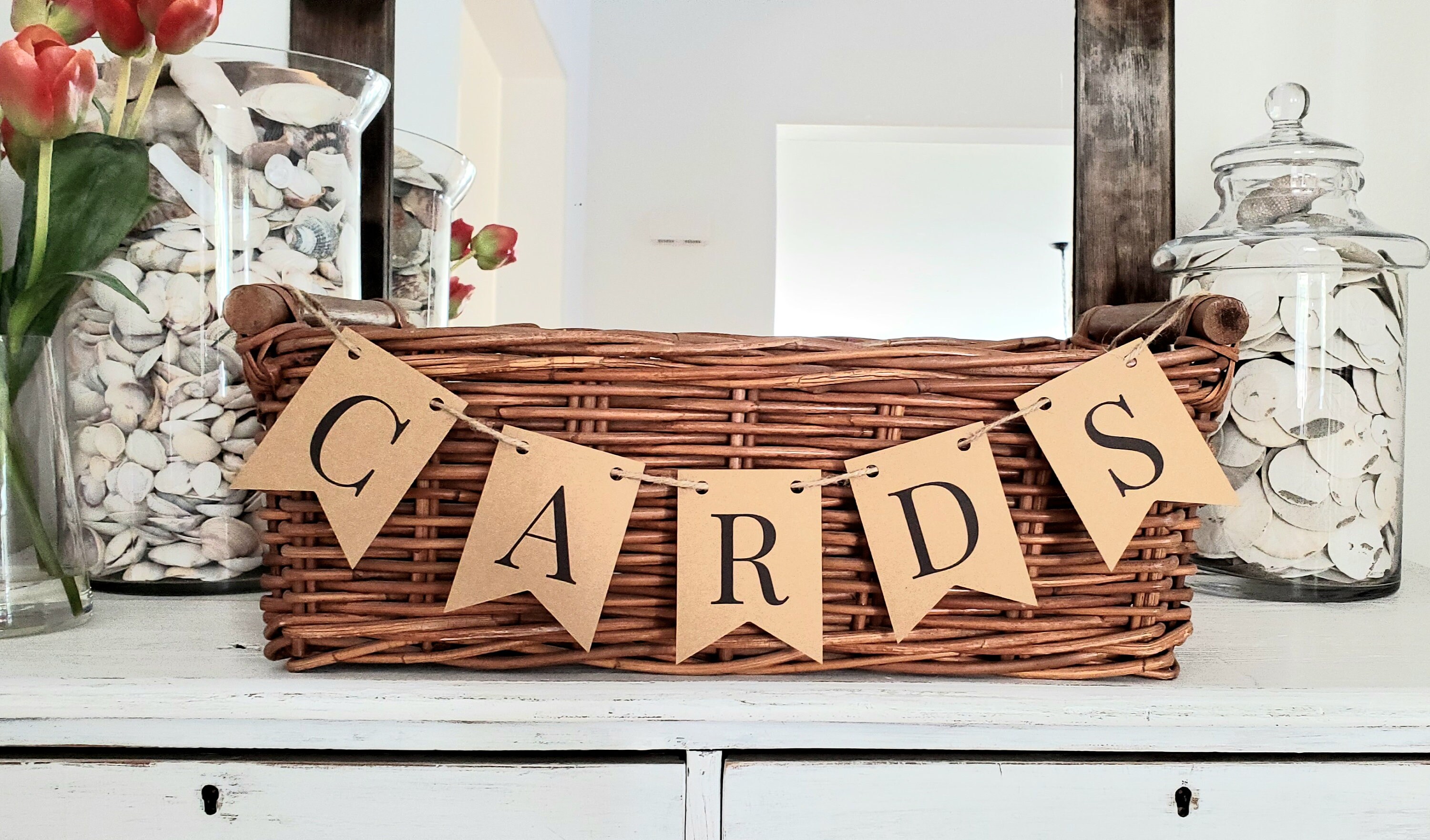 Cards Banner Cardstock Banner Rustic Wedding Banner Mini Cards Etsy