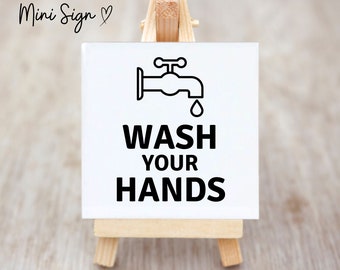 Wash Your Hands Sign for bathroom sign wash hands sign mini bathroom signage ceramic tile sign kids bathroom sign for guest bathroom sign