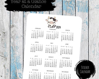 2024 Year at a glance calendar for 2024 calendar notebook calendar 2024 at a glance calendar 2024 calendar stickers for planner stickers